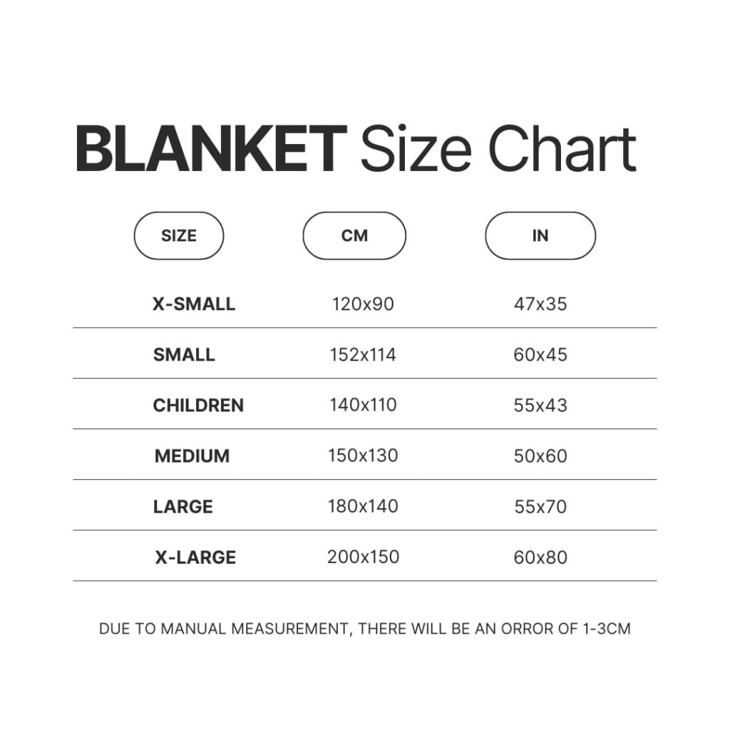 Blanket Size Chart - Dragon Ball Daima Merch