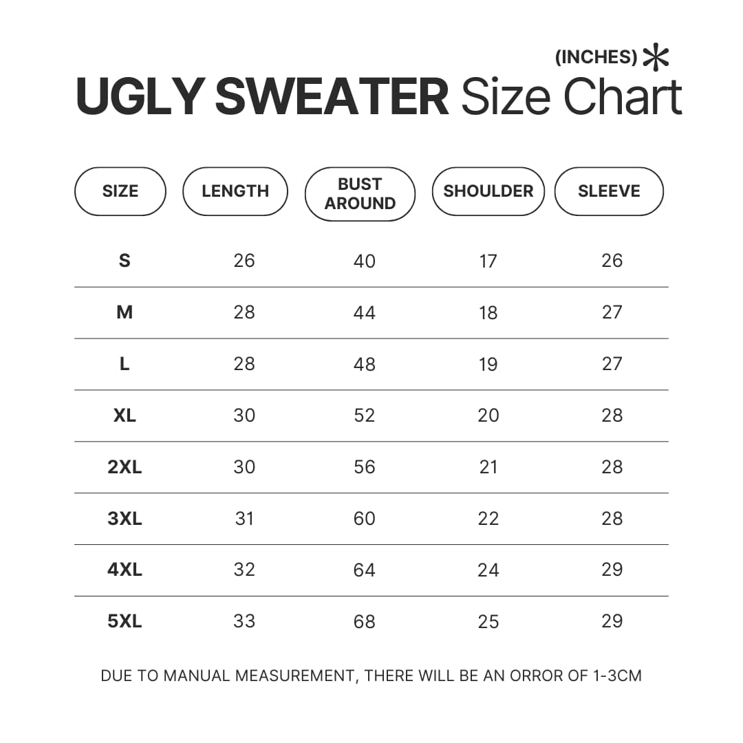 Ugly Sweater Size Chart - Dragon Ball Daima Merch