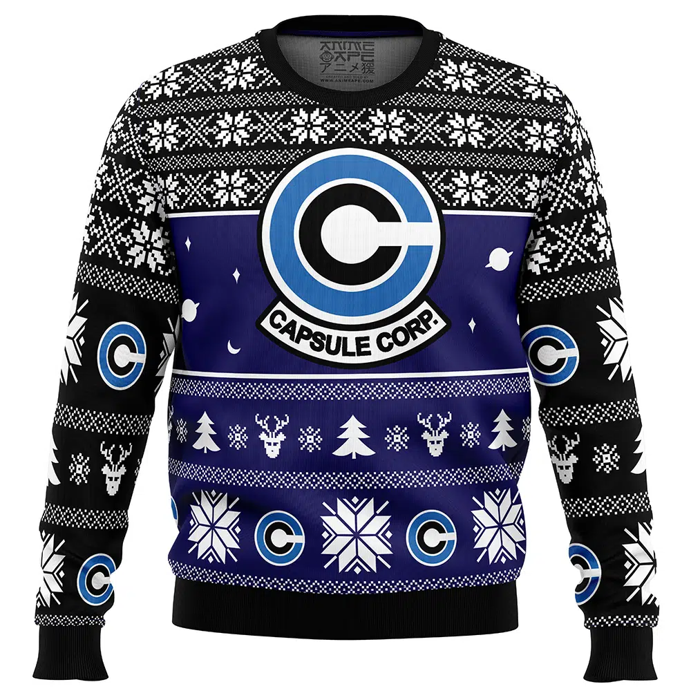 Capsule Corp Dragon Ball Z Ugly Christmas Sweater FRONT mockup - Dragon Ball Daima Merch
