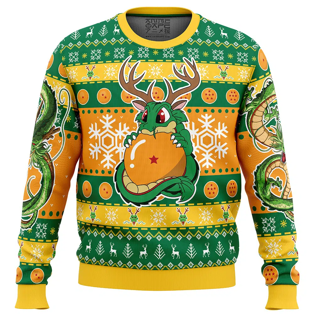 Christmas Chibi Shenron Dragon Ball Z Ugly Christmas Sweater FRONT mockup - Dragon Ball Daima Merch