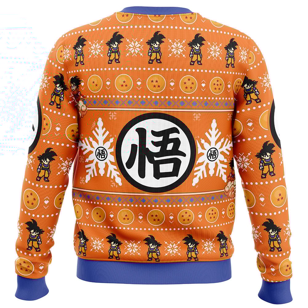 Christmas Goku Dragon Ball Z Ugly Christmas Sweater BACK mockup - Dragon Ball Daima Merch