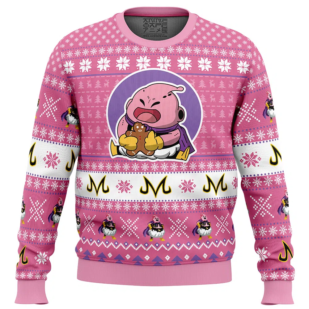 Majin Buu Dragon Ball Z Ugly Christmas Sweater FRONT mockup - Dragon Ball Daima Merch