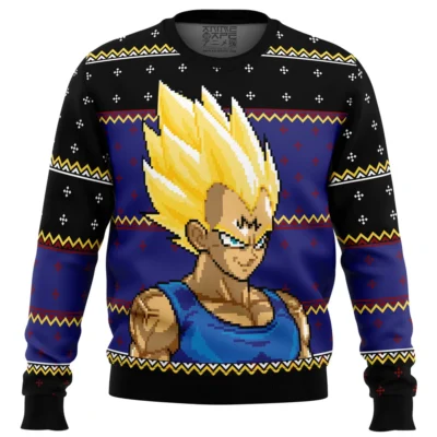 Majin Vegeta DBZ Ugly Christmas Sweater FRONT mockup - Dragon Ball Daima Merch
