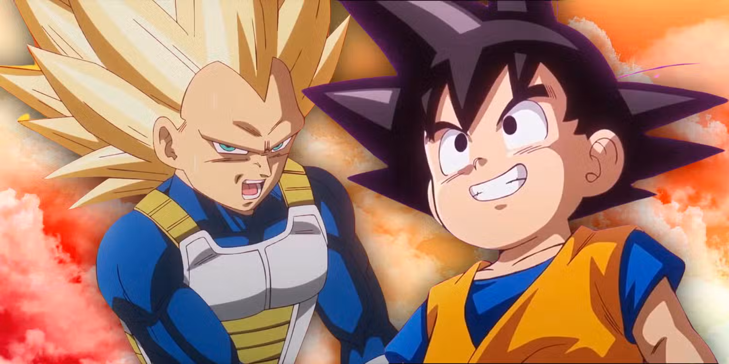 goku and vegeta looking happy in dragon ball daima - Dragon Ball Daima Merch